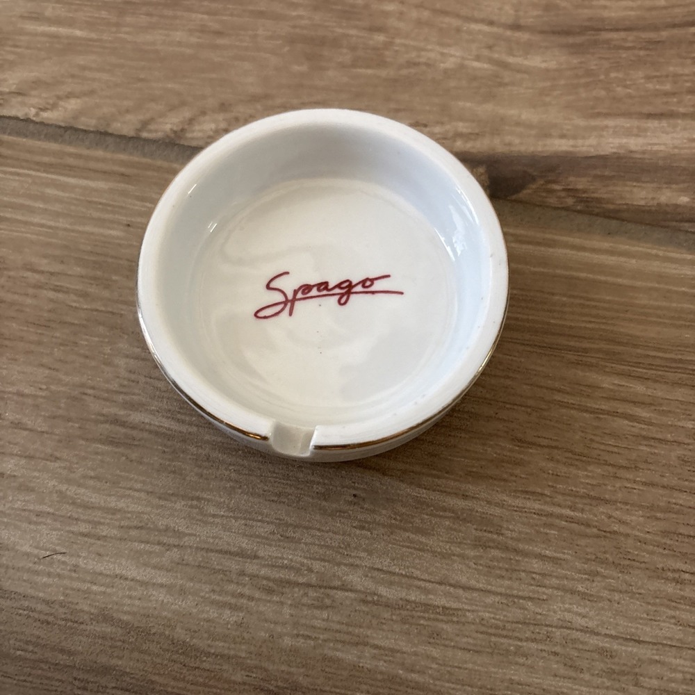 Vintage 1980s Spago Beverly Hills Ceramic Ash Tray Collectible 3 Inch Souvenir